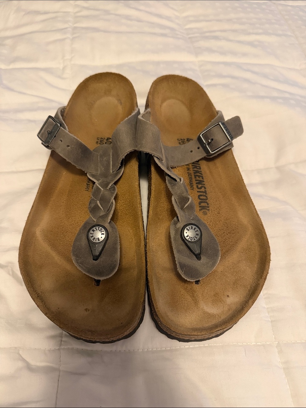 Birkenstock Taupe Braided Thong Sandals